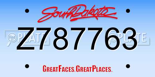 Z787763 South Dakota License Plate