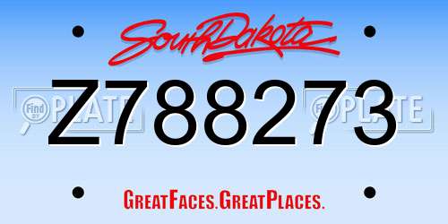 Z788273 South Dakota License Plate