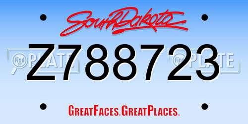 Z788723 South Dakota License Plate