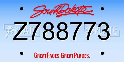Z788773 South Dakota License Plate