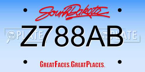 Z788AB South Dakota License Plate