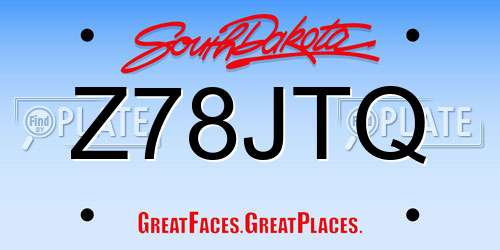 Z78JTQ South Dakota License Plate