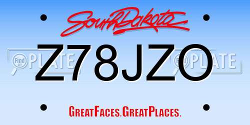 Z78JZO South Dakota License Plate