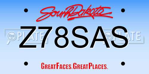 Z78SAS South Dakota License Plate