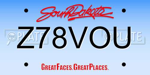 Z78VOU South Dakota License Plate
