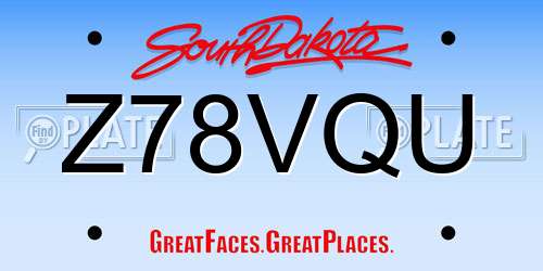 Z78VQU South Dakota License Plate