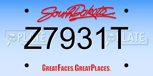 Z7931T South Dakota License Plate
