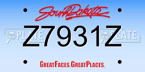 Z7931Z South Dakota License Plate