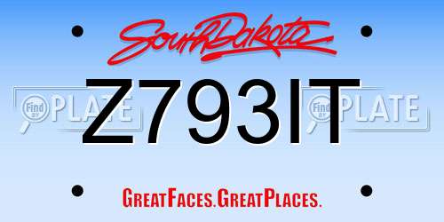 Z793IT South Dakota License Plate