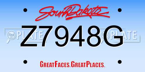 Z7948G South Dakota License Plate