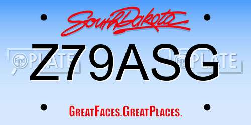Z79ASG South Dakota License Plate