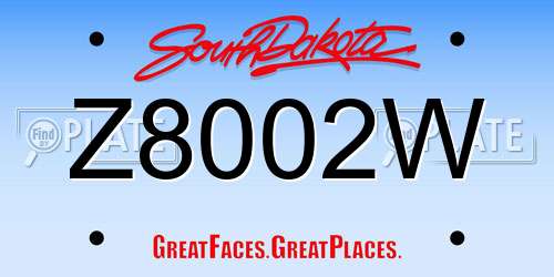 Z8002W South Dakota License Plate