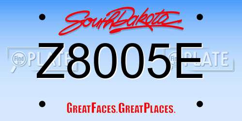 Z8005E South Dakota License Plate