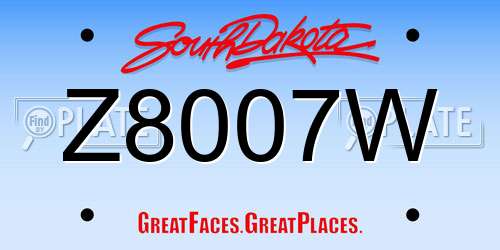 Z8007W South Dakota License Plate