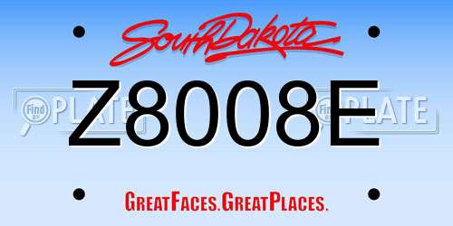 Z8008E South Dakota License Plate