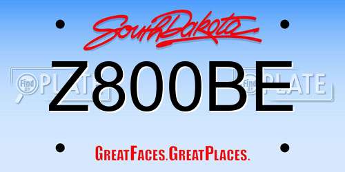 Z800BE South Dakota License Plate