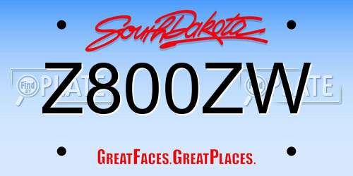 Z800ZW South Dakota License Plate