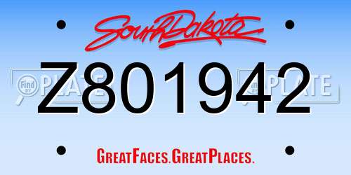 Z801942 South Dakota License Plate