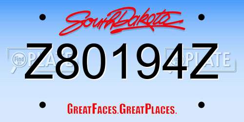 Z80194Z South Dakota License Plate