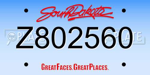 Z802560 South Dakota License Plate