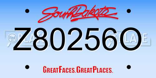 Z80256O South Dakota License Plate
