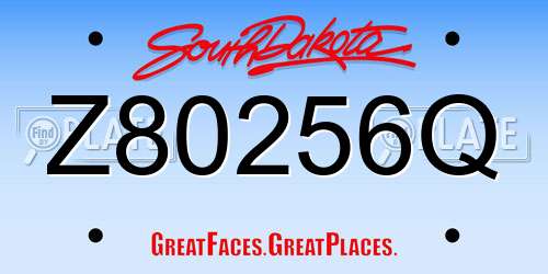 Z80256Q South Dakota License Plate
