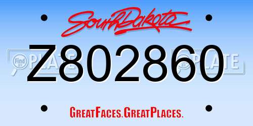 Z802860 South Dakota License Plate