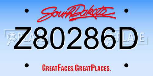 Z80286D South Dakota License Plate
