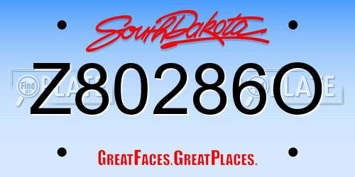 Z80286O South Dakota License Plate