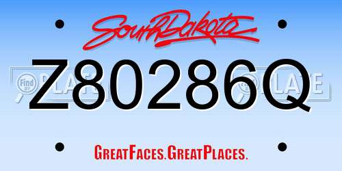 Z80286Q South Dakota License Plate