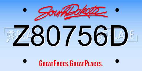Z80756D South Dakota License Plate