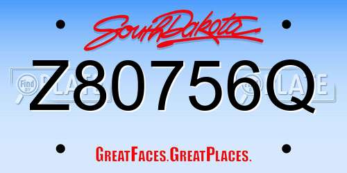 Z80756Q South Dakota License Plate