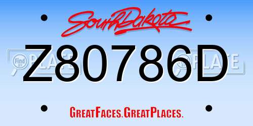 Z80786D South Dakota License Plate
