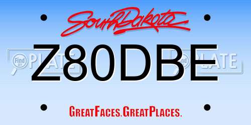 Z80DBE South Dakota License Plate