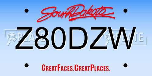 Z80DZW South Dakota License Plate