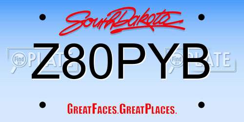 Z80PYB South Dakota License Plate