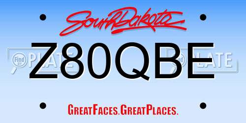 Z80QBE South Dakota License Plate