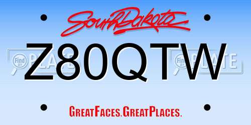 Z80QTW South Dakota License Plate