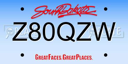 Z80QZW South Dakota License Plate
