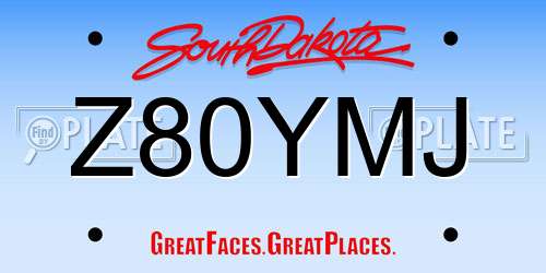 Z80YMJ South Dakota License Plate