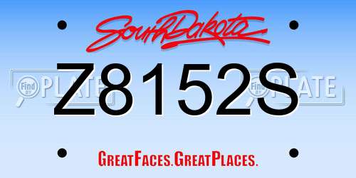 Z8152S South Dakota License Plate