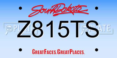 Z815TS South Dakota License Plate