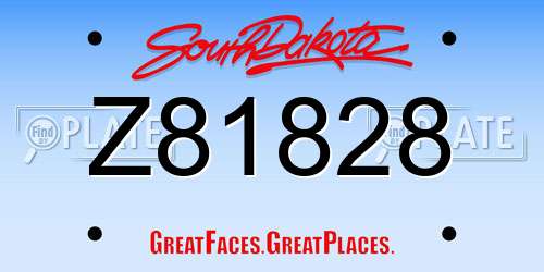 Z81828 South Dakota License Plate