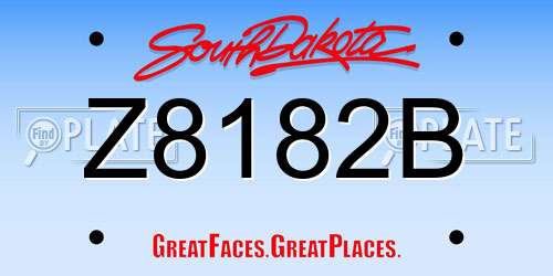 Z8182B South Dakota License Plate