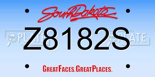 Z8182S South Dakota License Plate