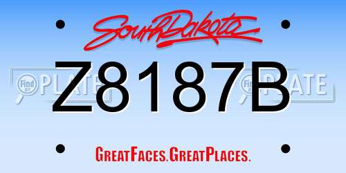 Z8187B South Dakota License Plate