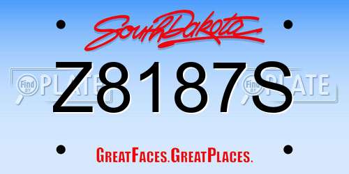 Z8187S South Dakota License Plate