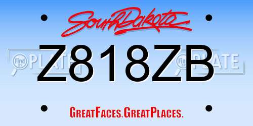 Z818ZB South Dakota License Plate