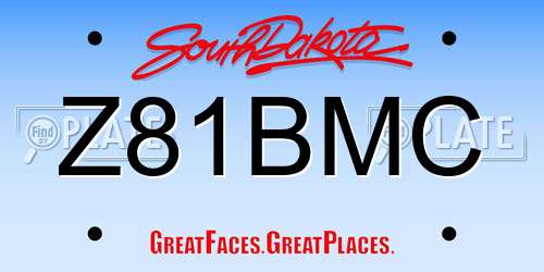 Z81BMC South Dakota License Plate