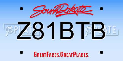 Z81BTB South Dakota License Plate